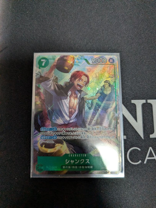 One Piece Card Game Sabo OP14-027 Shanks R Parallel Blue Sea Seven Warlords card in sleeve