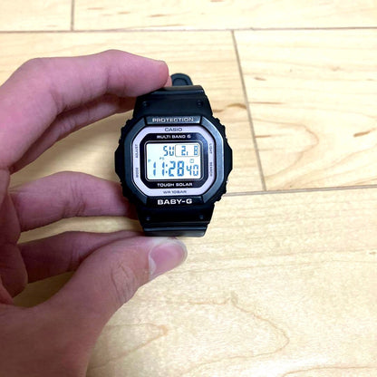 Casio Baby-G digital watch in black pink with rubber band and Tough Solar Multi Band 6 features