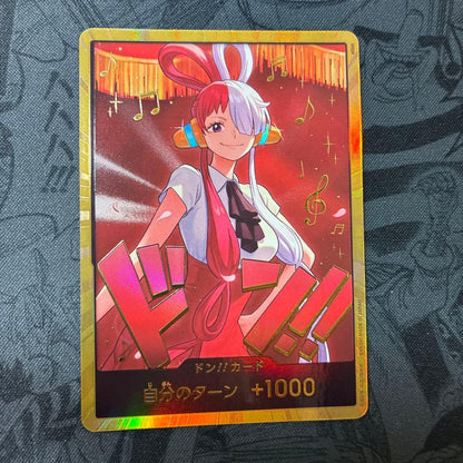 One Piece Heroins Edition Super Parallel Don!! Card featuring Uta in Japanese from Don!! Card set