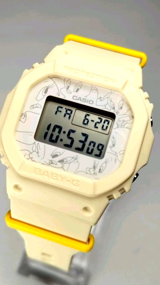 Casio Baby-G BGD-565TW-5JR Looney Tunes collaboration watch with pink Tweety Bird design and digital display