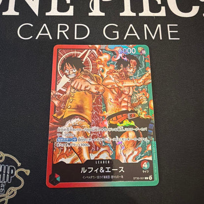 One Piece Luffy & Ace Leader Card ST30-001 single trading card from Japan with sleeve