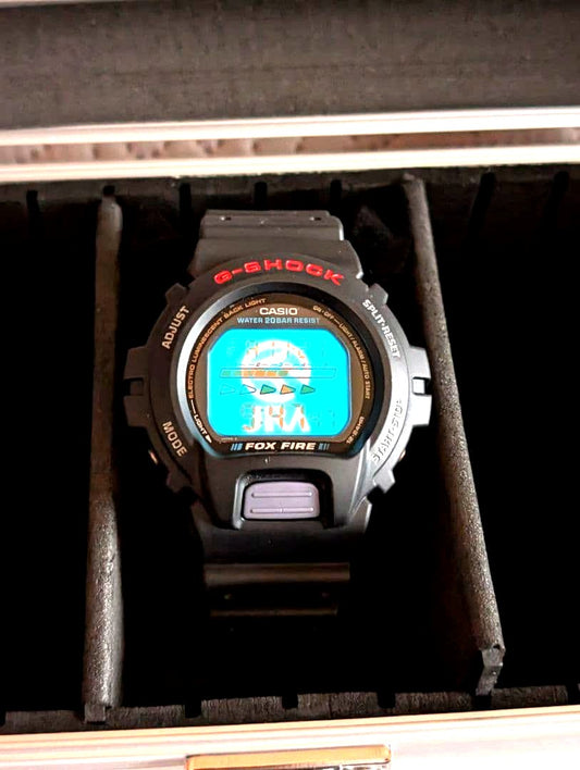 G-Shock Fox Fire DW-6695 black digital watch with restored parts and replaced battery