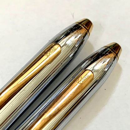 Cross Townsend Old Model Mechanical Pencil and Ballpoint Pen Silver Gold Leather Case Japan Import