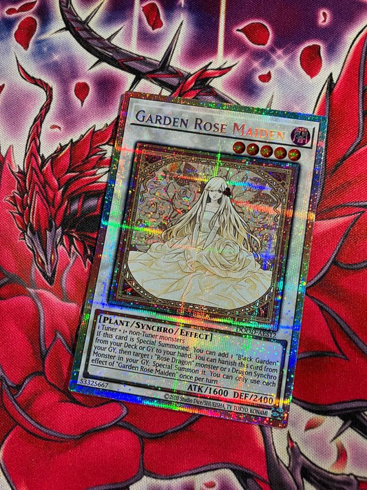 Yu-Gi-Oh Taya Version Garden Rose Maiden Prismagic Secret Rare Asian English game card in protective sleeve