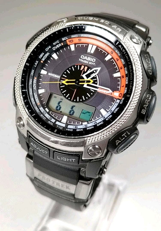 Casio Protrek PRW-5000 Series analog digital outdoor watch with triple sensor features and solar power