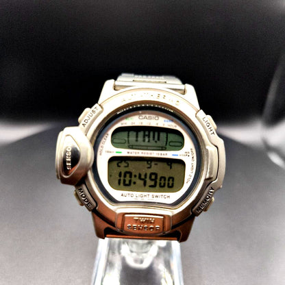 Casio Digital Watch PRL-200 with stainless steel band and automatic light switch function