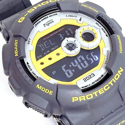 Casio G-Shock GD-100HT23-8JR Hanshin Tigers 2023 limited edition watch with blue backlight