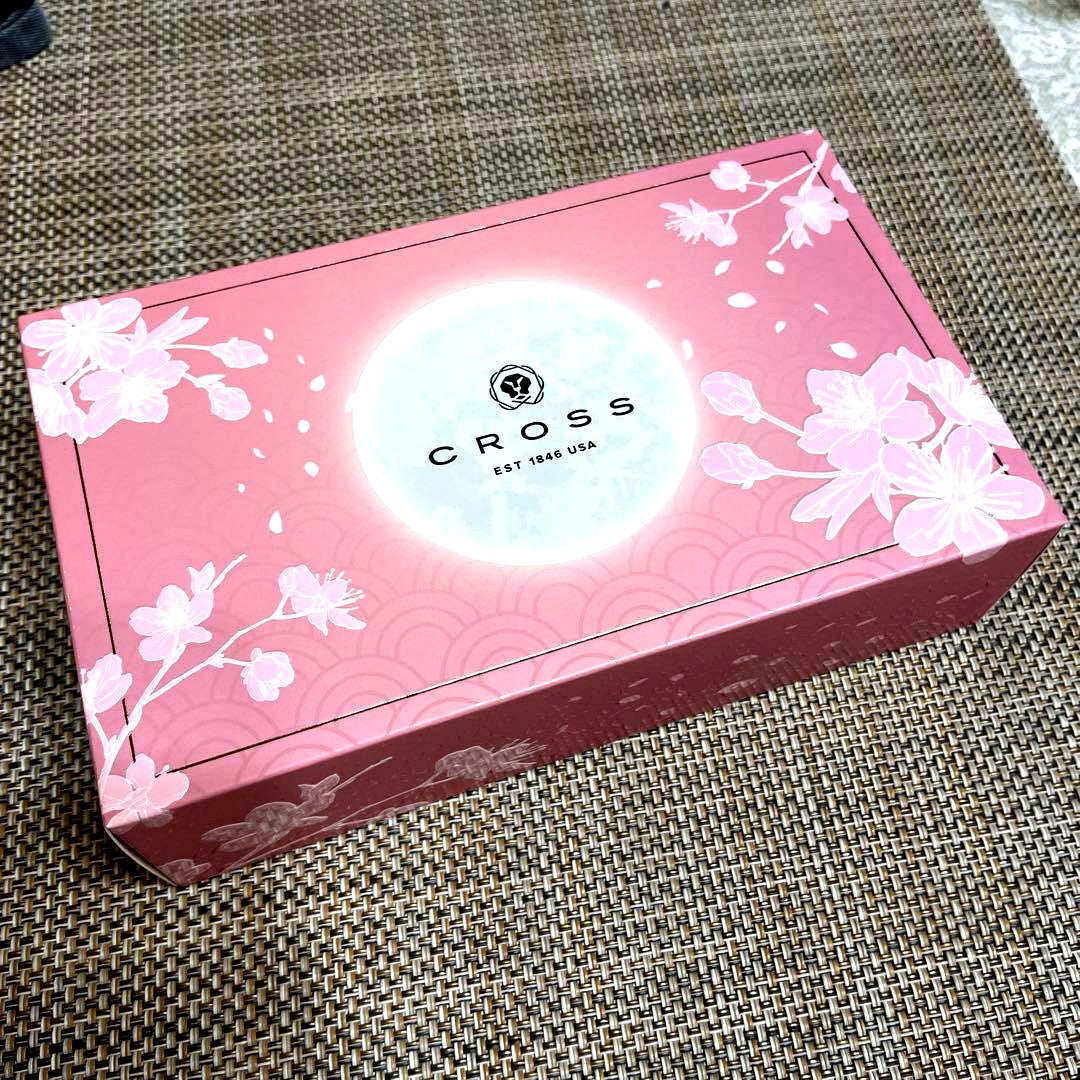 Cross Sakura Design Pink Ballpoint Pen with Cherry Blossom Pattern Packaging — Japan Import