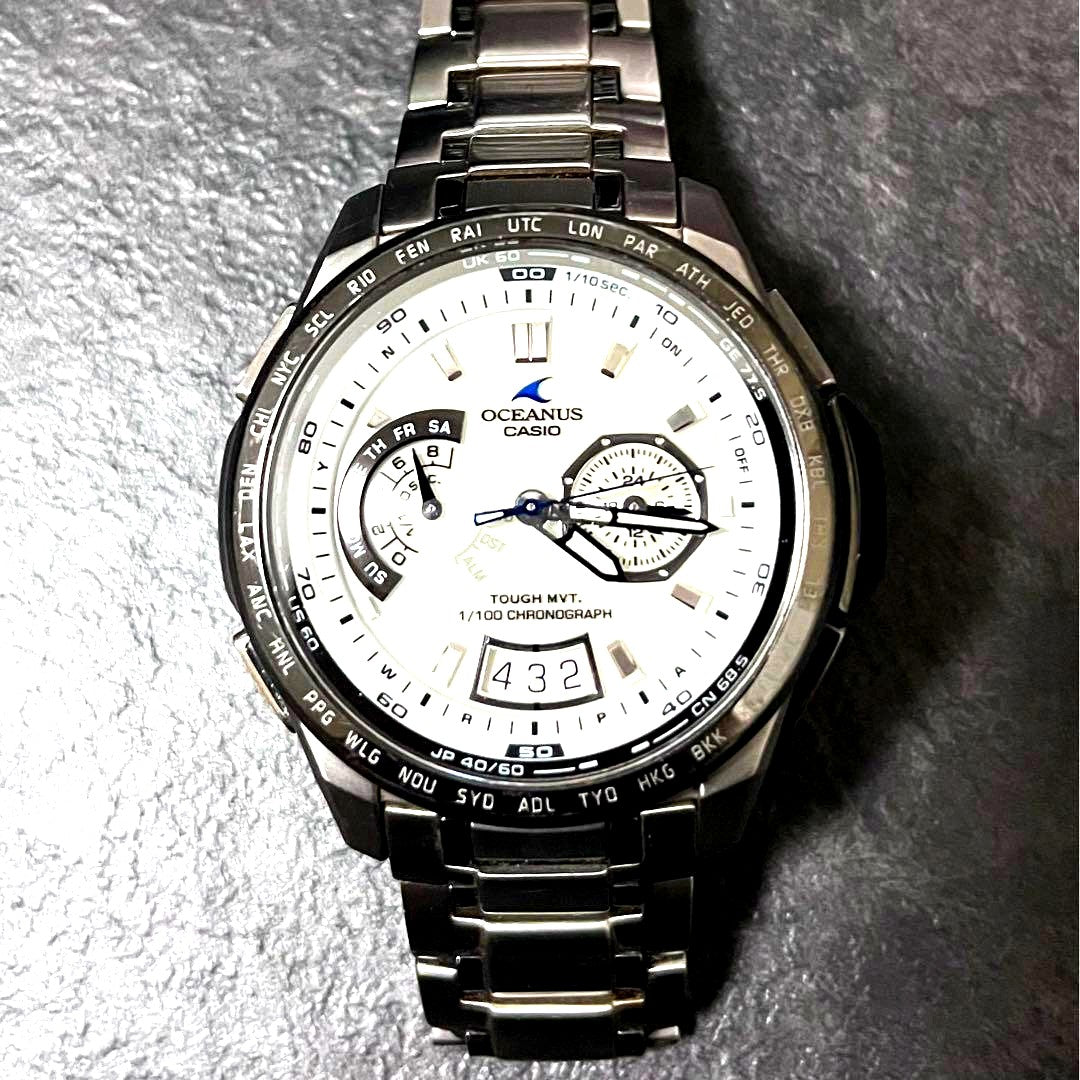 Casio OCEANUS OCW-T750TDC-7AJF men's white titanium solar radio quartz watch with glass bezel
