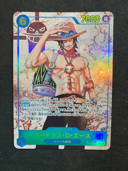 One Piece Portgas D. Ace OP13-119 SEC Parallel trading card in sleeve, Japanese version