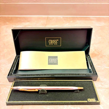 Cross ballpoint pen with silver and gold combination color and a dedicated case