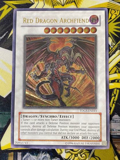 Bandai Yu-Gi-Oh Red Demons Dragon English Version Relief Unlimited card with signs of wear