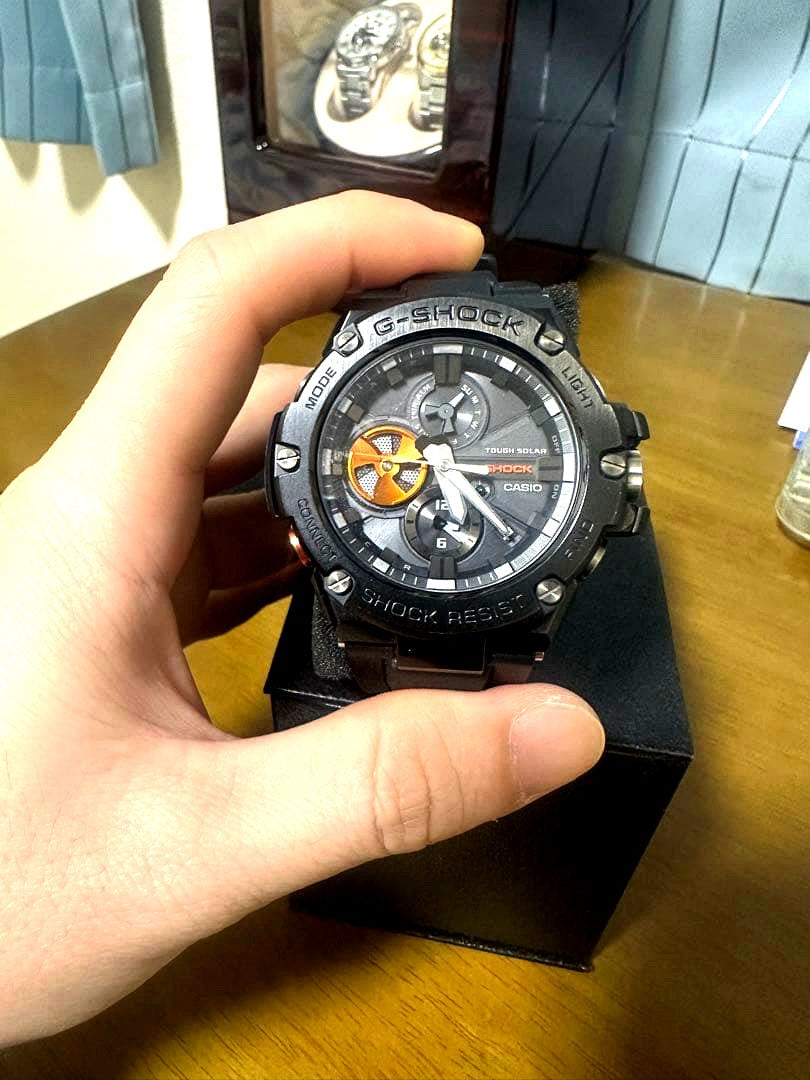 Casio G-Shock GST-B100 G-Steel watch with analog display and Bluetooth connectivity