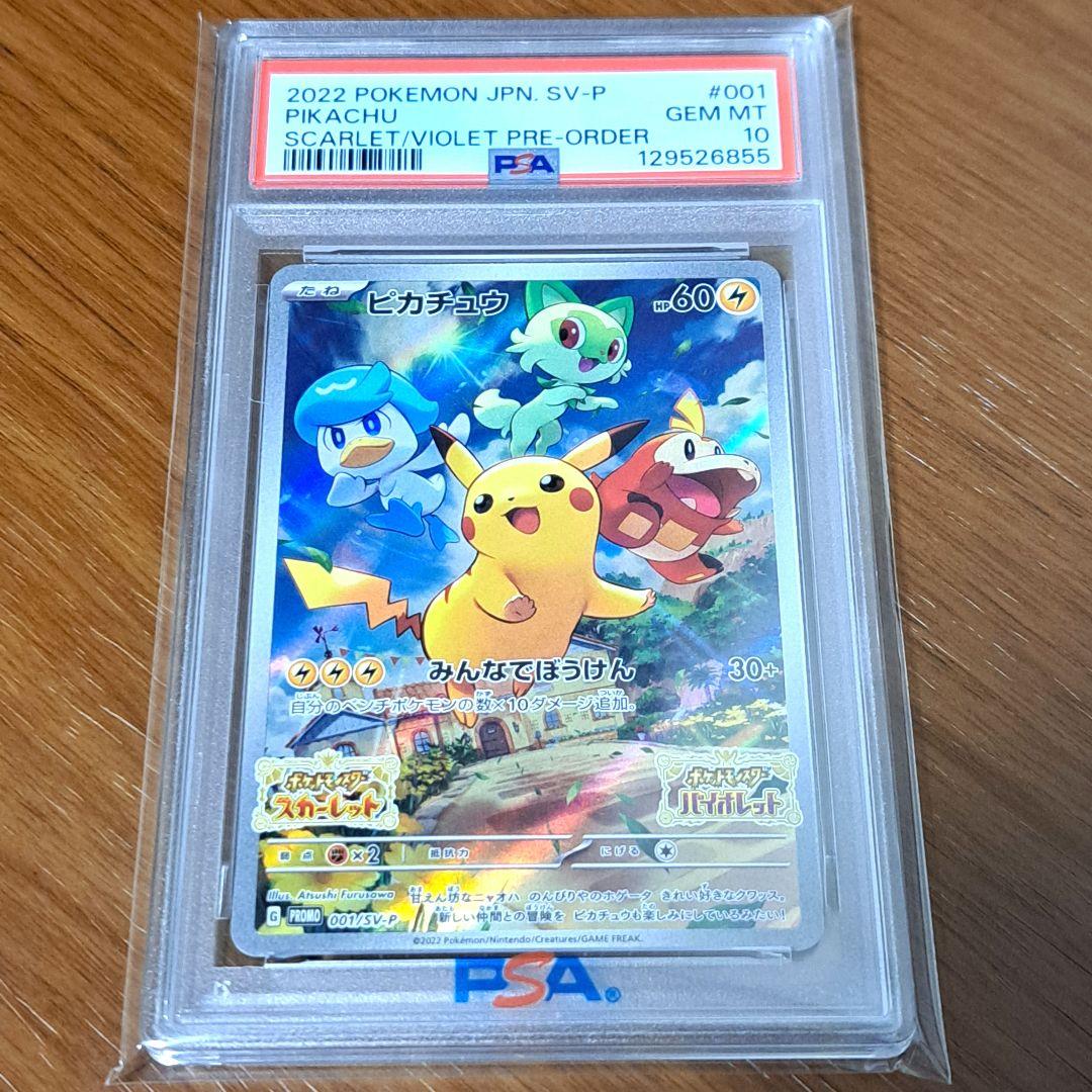 Pokemon Card Skyvoid Pikachu Promo graded PSA10 with protective case showing minor imperfections