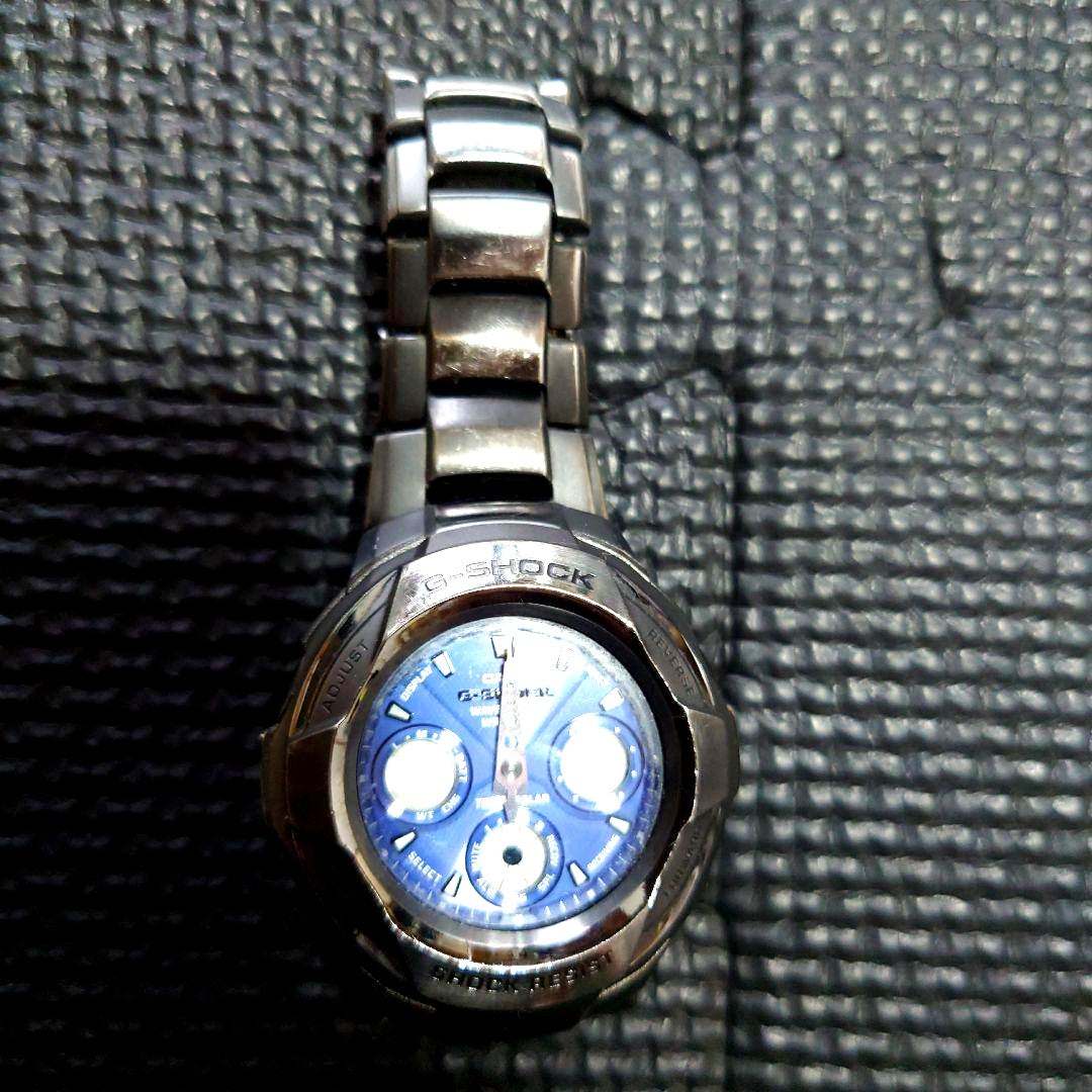 Casio G-Shock Tough Solar digital watch model 4359-JA with blue dial and stainless steel case