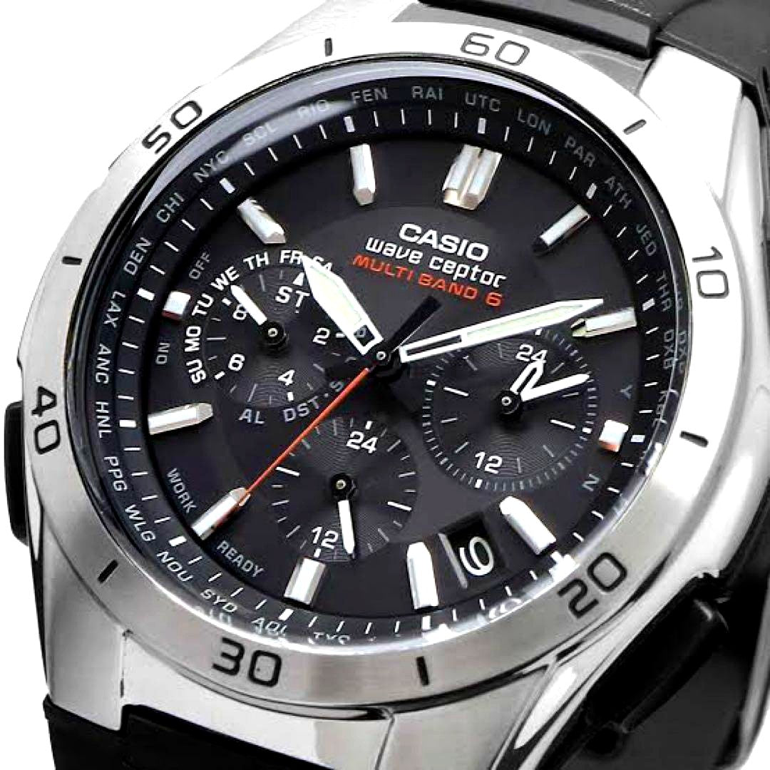 Casio Radio-Controlled Solar Watch WVQ-M410-1AJF in black with multifunctional dial, Japan import
