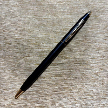 Cross Classic Black Metal Ballpoint Pen in black metal finish with metal clip, body only