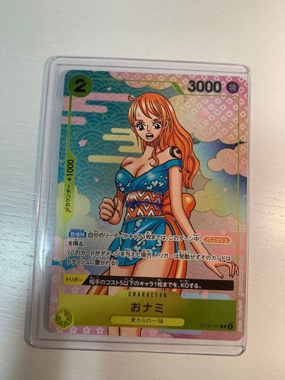 One Piece Card Game Nami OP08-101 character card with vanish and KO abilities, cost 2, power 3000