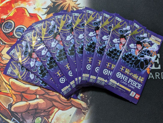 Ten unopened One Piece Card Game King of the Royal Blood booster packs Japan import featuring popular characters