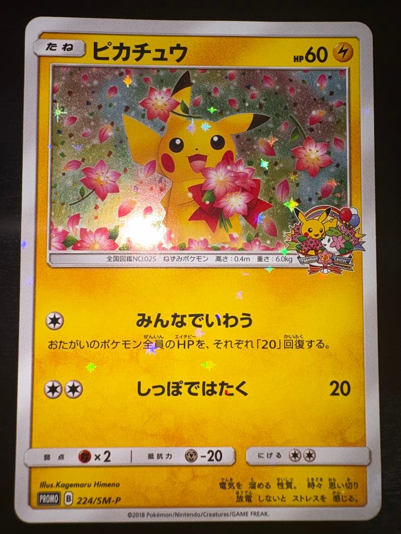Pokemon Center Pikachu 20th Anniversary Campaign promo card SM-P Series in UV-cut hard case