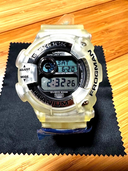 Casio G-Shock Frogman DW-9900WC titanium diver's watch with clear semi-transparent bezel and band