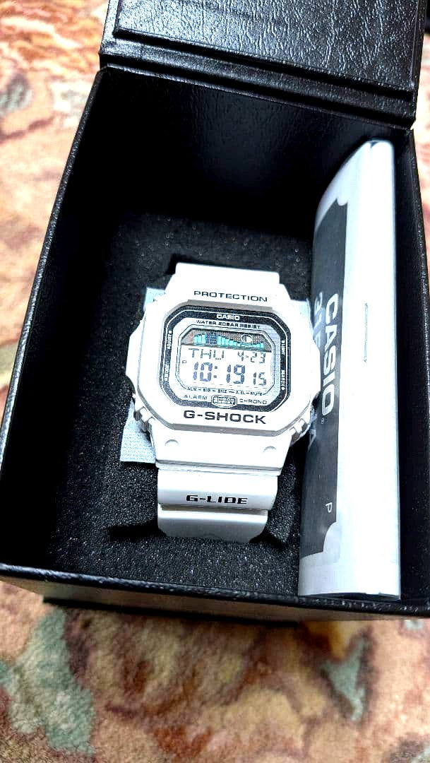 Casio G-Shock GLX-5600-7JF white wristwatch with digital display and resin band