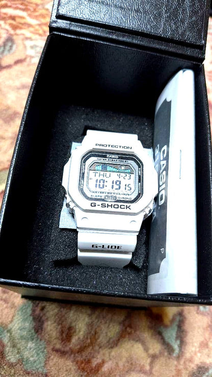 Casio G-Shock GLX-5600-7JF white wristwatch with digital display and resin band
