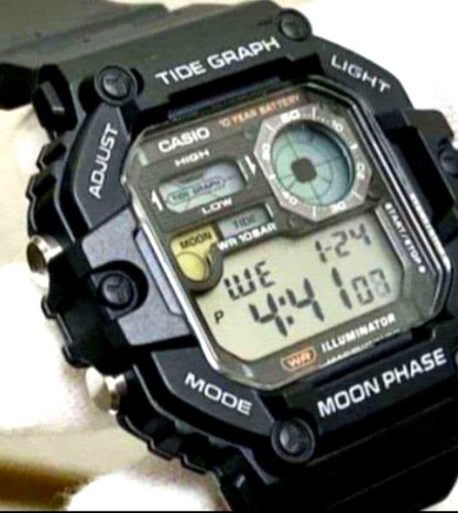 Casio W-1700 black digital watch with hard case Japan domestic model