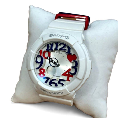 Casio Baby-G Neon Dial Series BGA-130TR-7BJ white digital watch with neon luminescent dial