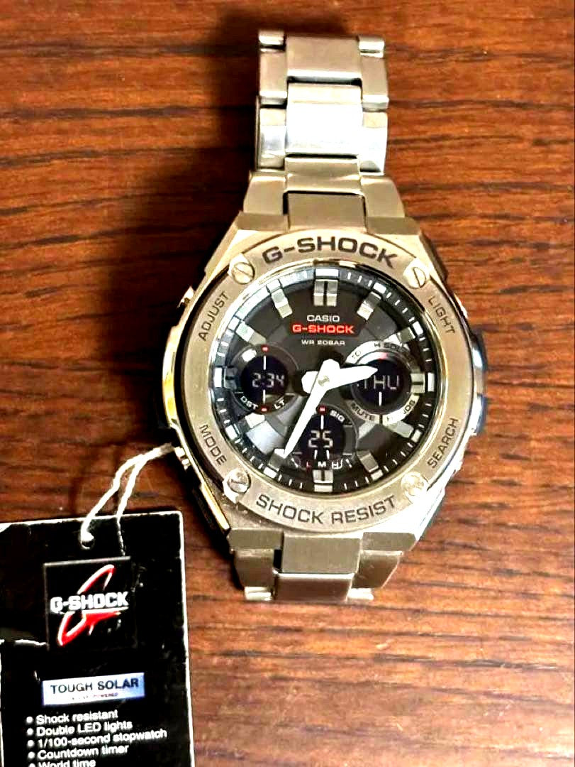 Casio G-Shock GST-S110D-1ADR Tough Solar stainless steel watch with black dial
