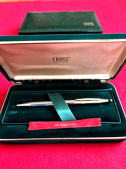 Cross Century Classic 14K Solid Gold Ballpoint Pen Made in USA Includes Case, Box, Pouch & Refill