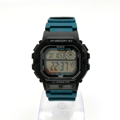 Casio WS-1400H digital watch with LED backlight and 60 lap memory in used condition