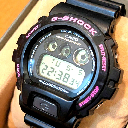 Casio G-Shock DW-6900UB black digital watch with stopwatch and resin band
