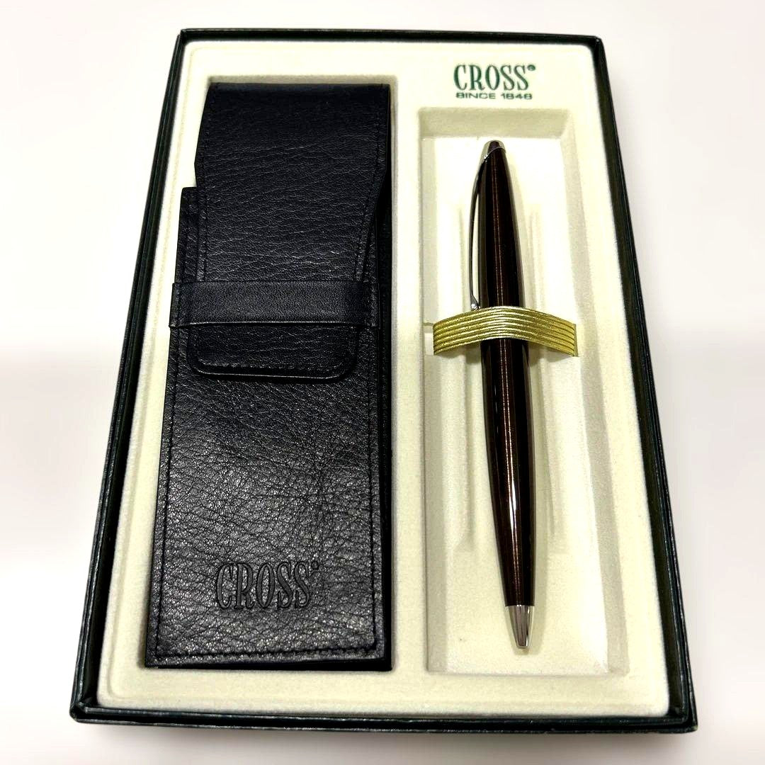 Cross Brand Ballpoint Pen With Genuine Leather Case