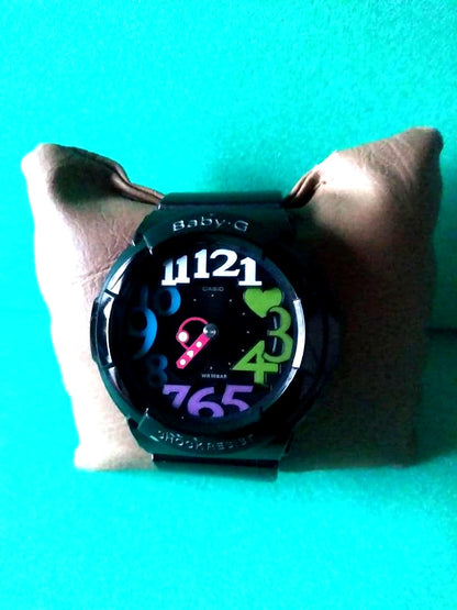Casio Baby-G wristwatch with new battery and small scratch on black resin band