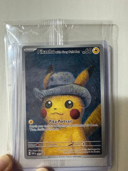 Unopened Gogh Pikachu Pokemon promotional card issued in Amsterdam stored safely in rigid case