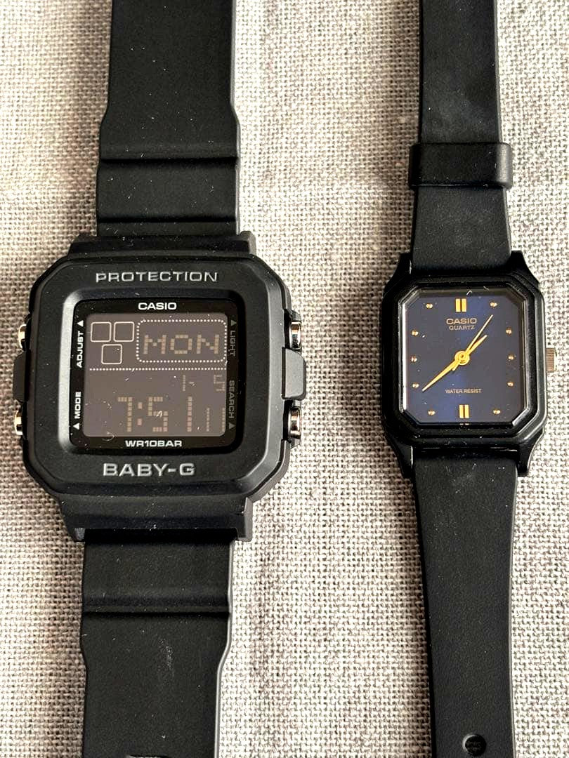 Casio Baby-G Digital Watch Black with Free Cheap Casio Analog Watch — Japan Import