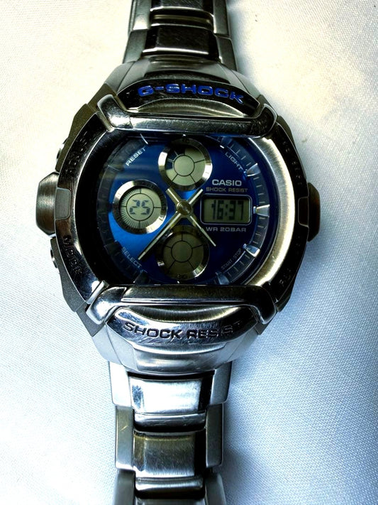 Casio G-Shock G-511D-2AV watch with blue dial featuring analog and digital display, shock resistant design