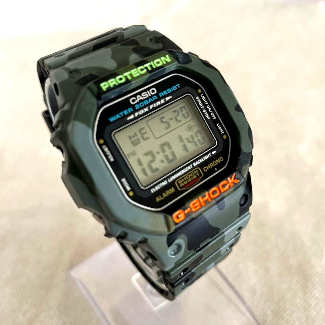 Casio G-Shock DW-5600E watch with new band and bezel showing slight glass scratches