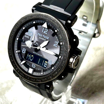 Casio Pro Trek PRG-650Y Night Safari Solar Watch with luminous indices and triple sensor features