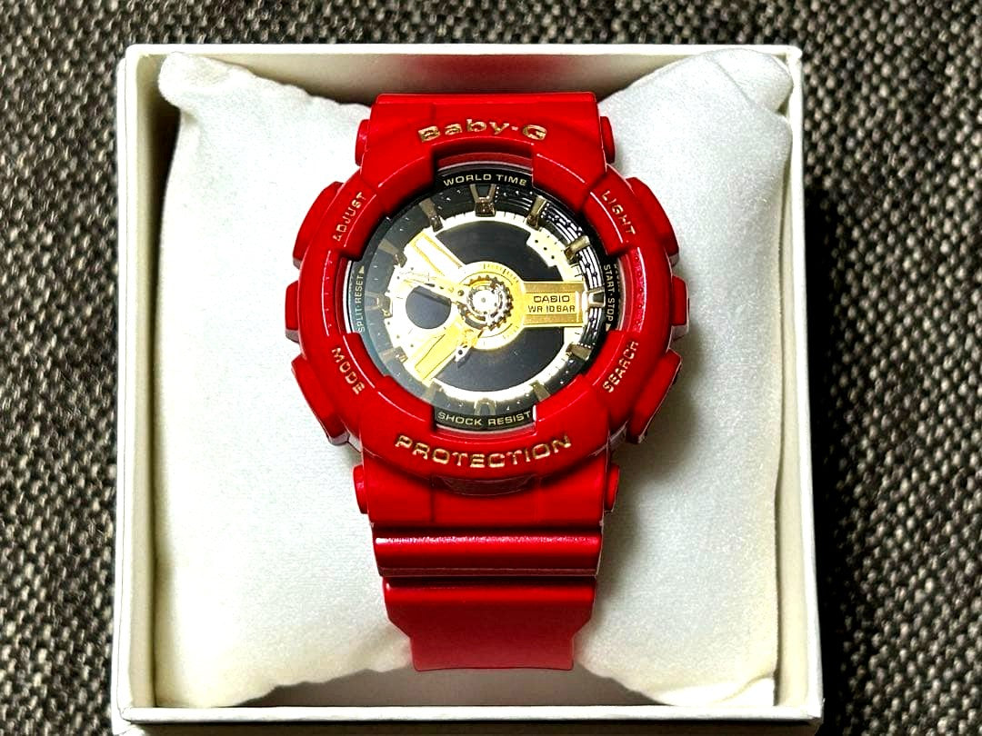 Casio Baby-G G-Shock 5338P JA analog digital watch in red gold and black with silicon strap