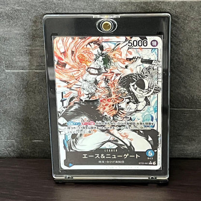 One Piece Ace & Whitebeard Leader Parallel Card ST22-001 featuring hologram processing in magnet loader