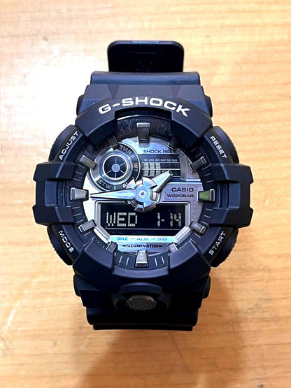 Casio G-Shock GA-710-1AJF watch with silver dial, black resin case and strap, 20ATM waterproof