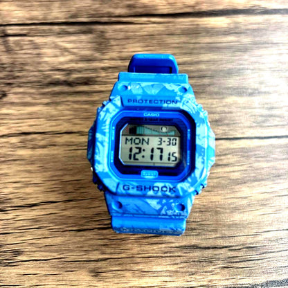 Casio G-Shock G-Lide GLX-5600F-2 digital watch with blue floral and Hawaiian-inspired design