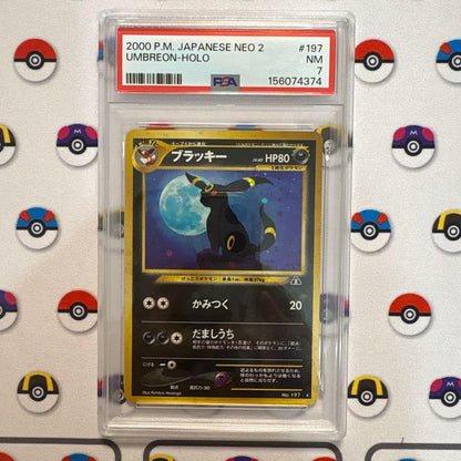 PSA 7 graded Blissey Pokemon Card No.197 with hologram and old back design, Japanese import