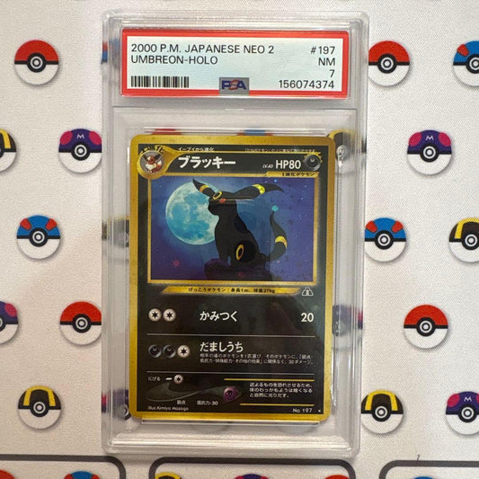 PSA 7 graded Blissey Pokemon Card No.197 with hologram and old back design, Japanese import
