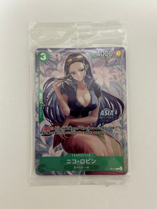 One Piece Card Game Nico Robin P-111 trading card Japan import showing character artwork