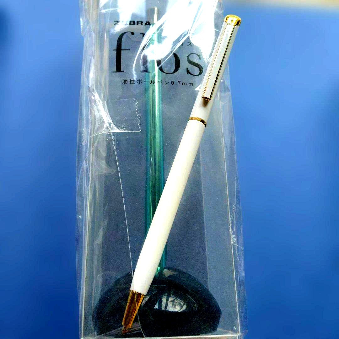 Zebra Flos oil-based ballpoint pen 0.7mm with glass blue transparent barrel and white cross type refill