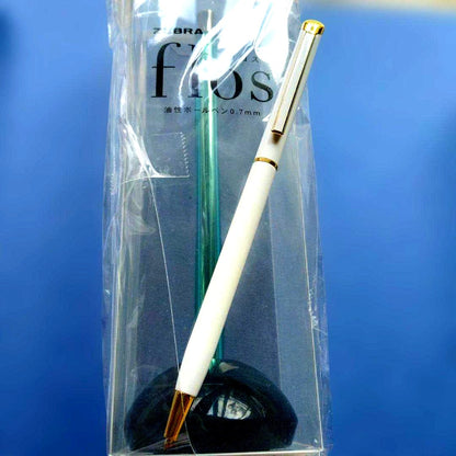 Zebra Flos oil-based ballpoint pen 0.7mm with glass blue transparent barrel and white cross type refill