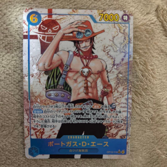 One Piece Portgas D. Ace Secret Parallel OP13-119 trading card showing character art, no damages or stains